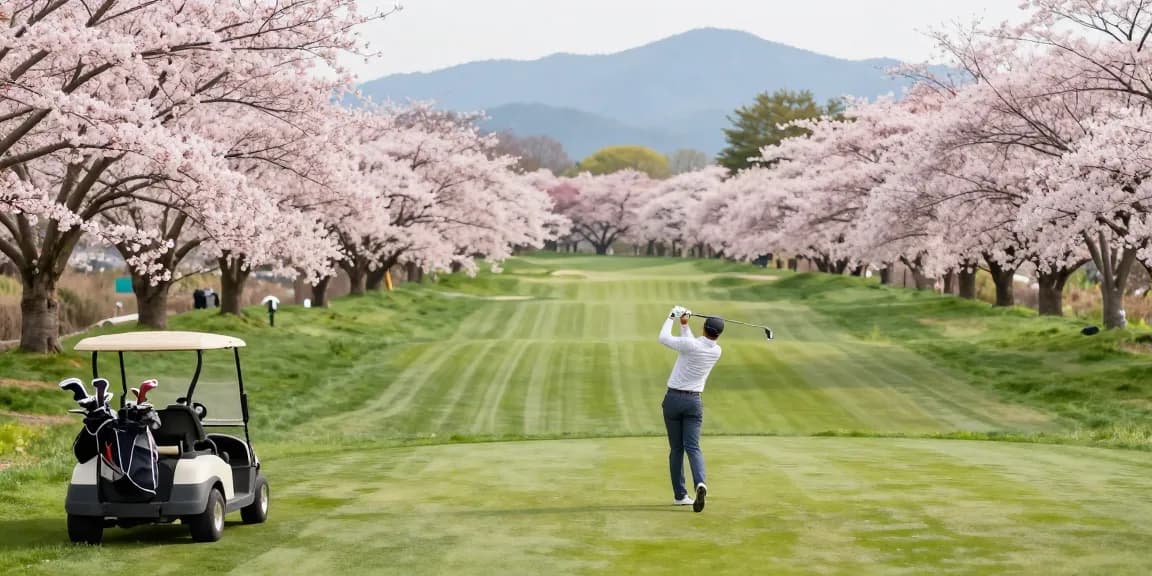 Pengalaman golf di Kato City dengan pemandangan bunga sakura, lengkap dengan bro178 link alternatif yang mudah diakses.