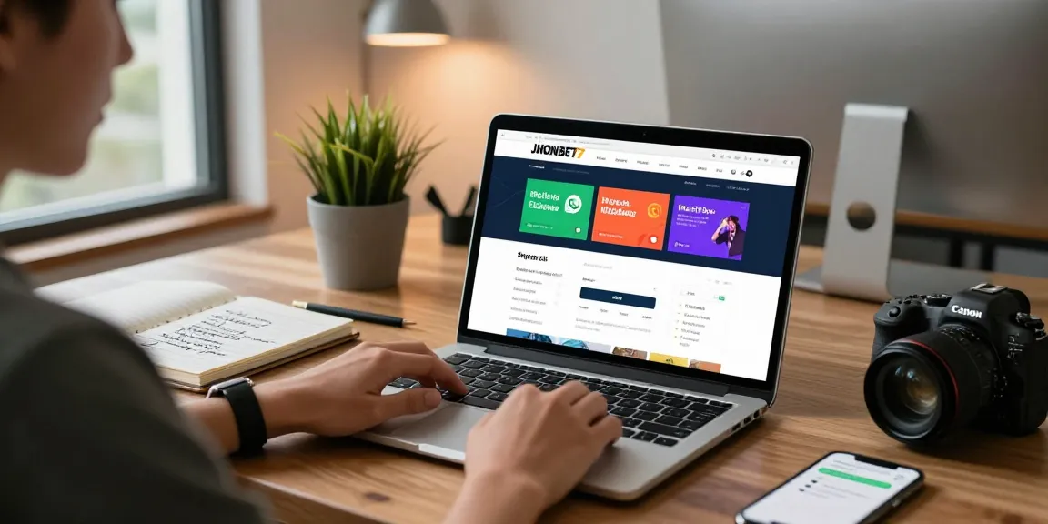 Akses pengguna digital di geneia.com dengan tampilan halaman utama JHONBET77 dan alat bantu cepat