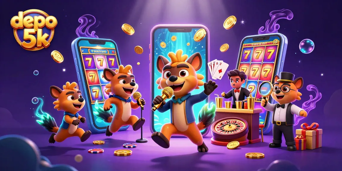 Play exciting slot games and deposit 5k easily with QRIS in a vibrant casino scene.