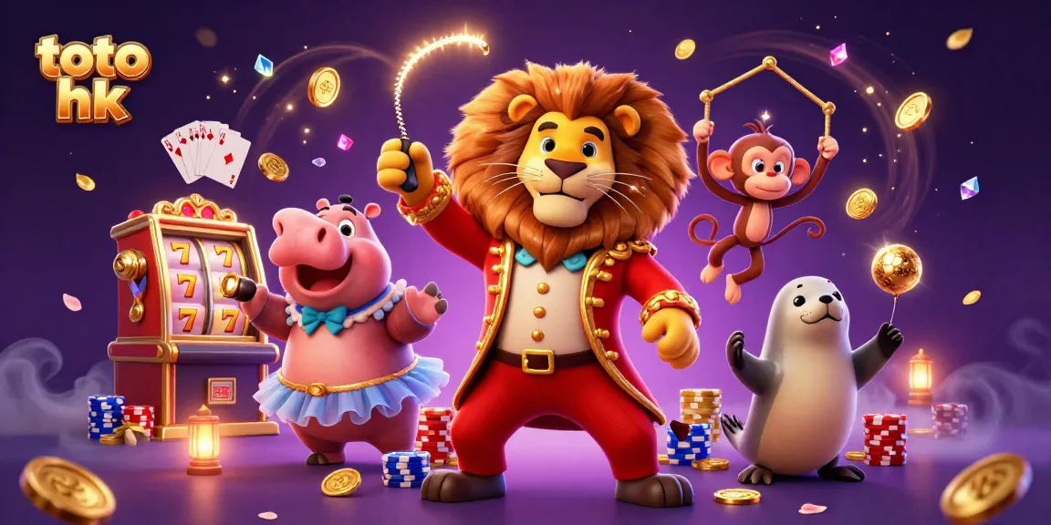 Mainkan slot gacor di toto hk dengan suasana kasino yang penuh warna dan elemen judi menarik.