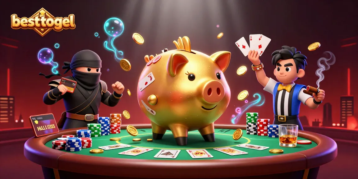Experience thrilling gameplay at besttogel with giant golden piggy bank sumo wrestler and dynamic casino elements.