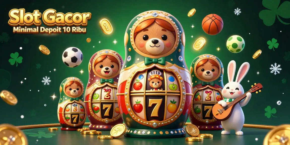 Experience winning excitement with Slot Gacor Minimal Deposit 10 Ribu in a lively casino-themed scene.