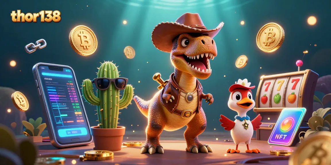 Rasakan keseruan bermain di thor138 dengan dinosaur cowboy dan teman dalam suasana kasino.
