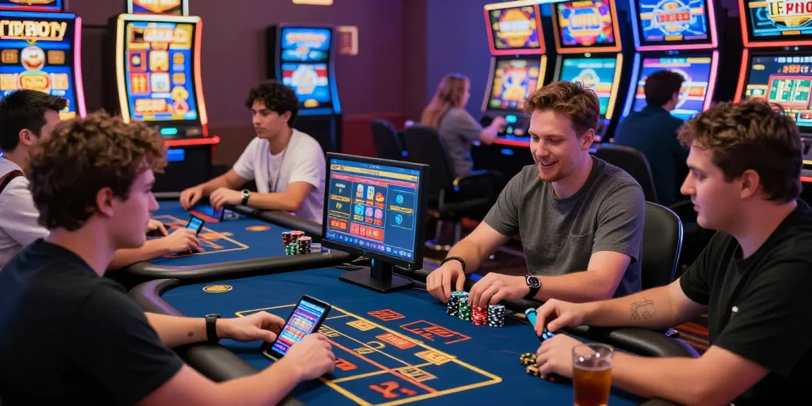Pengalaman bermain slot online di NENG4D dengan suasana kasino yang ceria dan penuh warna.