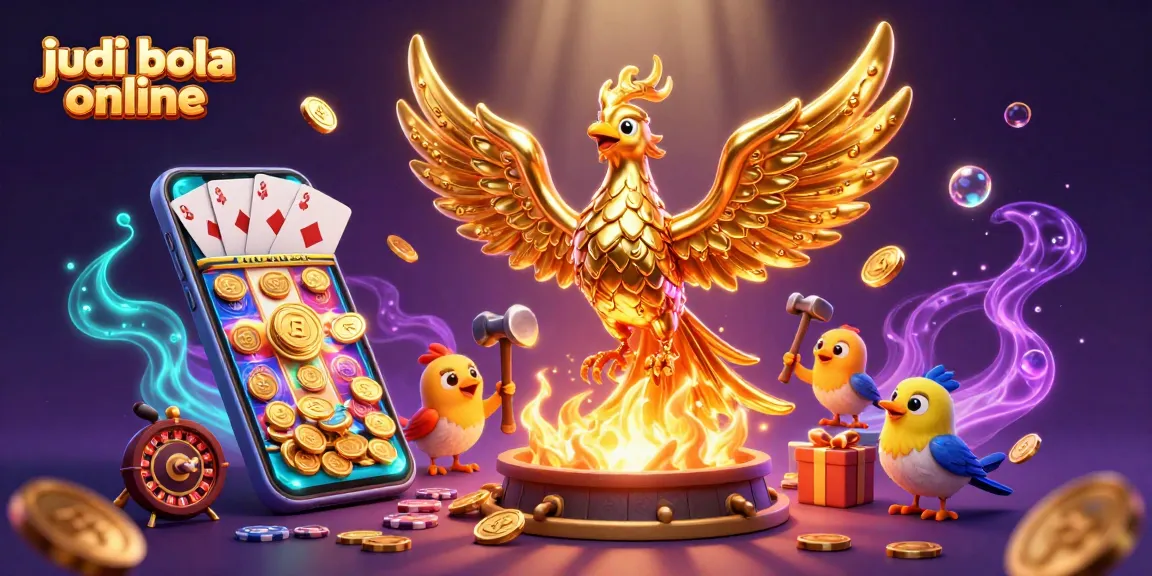 Experience judi bola online with a rich 3D casino scene showcasing vibrant game elements and gold coins.
