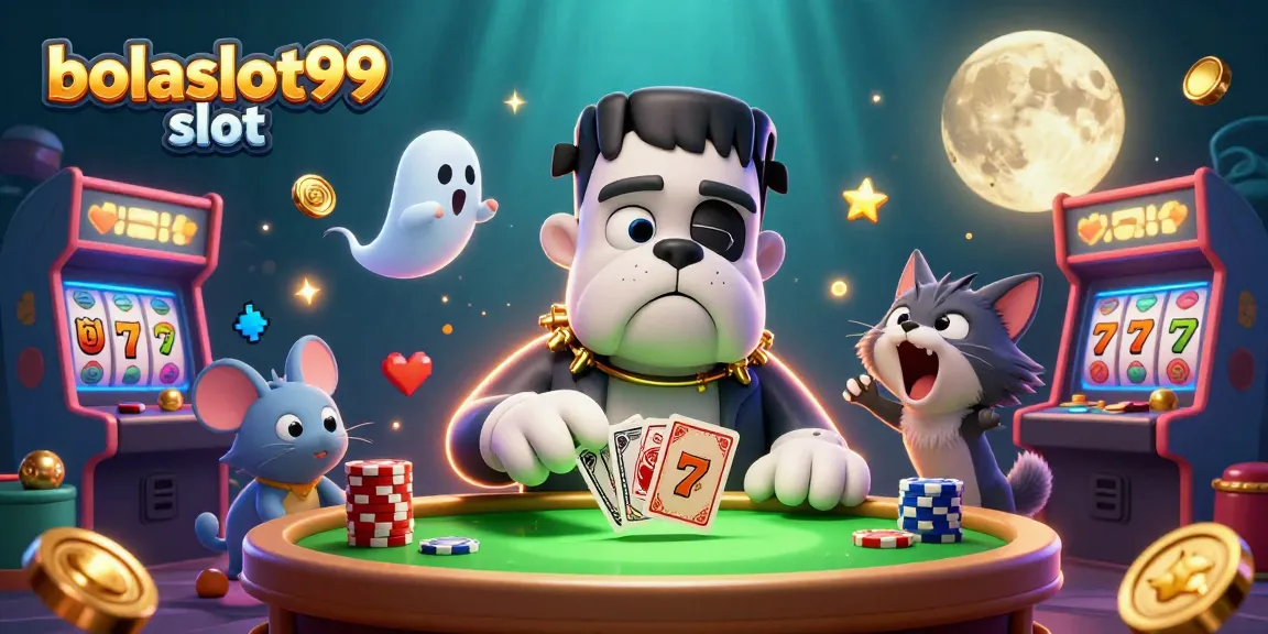 Engage with bolaslot99 slot in this lively scene featuring a Frankenstein bulldog and more.